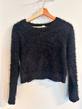 Fuzzy Black Cropped Sweater